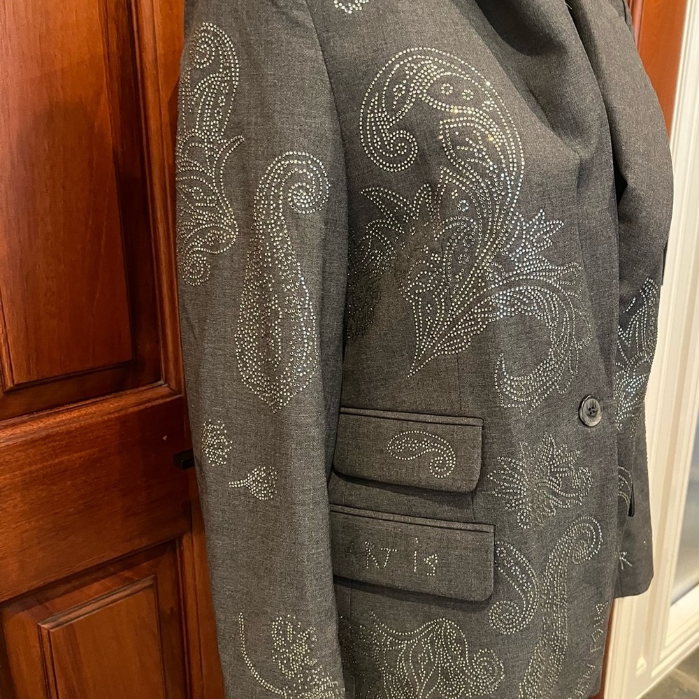 Zadig & Voltaire Women's Size 36 Grey Venus Paisley-embellished Blazer $798 - Picture 6 of 16